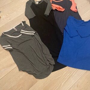 Casual T-Shirt Bundle - Black, Gray, Blue, Coral